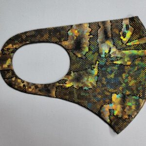 mask with a multicolor camoflauge pattern