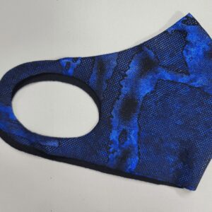 mask with a blue camoflauge pattern