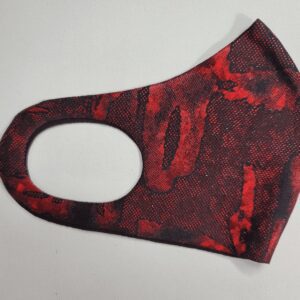 mask with a red camoflauge pattern
